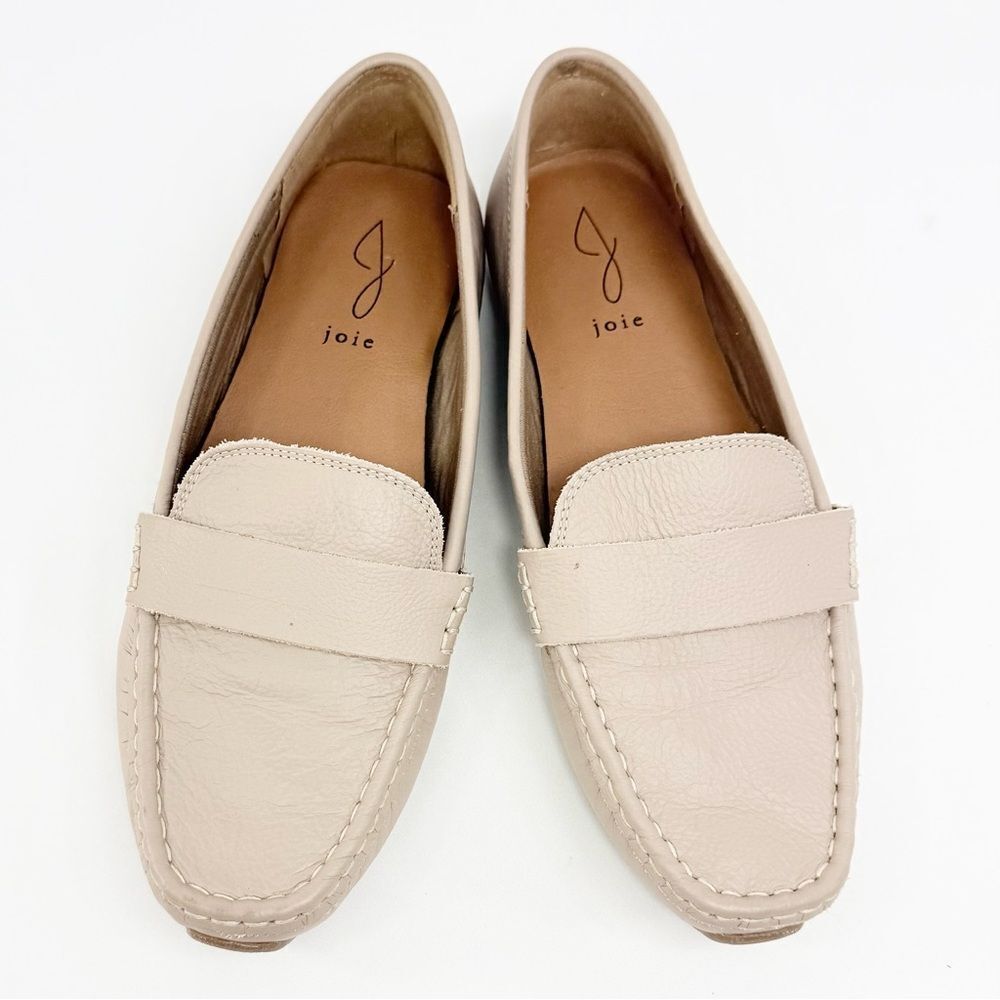 Joie Taupe Genuine Leather Slip On Casual Neutral Loafers